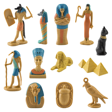 12-Piece Simulated Ancient Egypt Set Pharaonic Pyramids, Sphinx, Queen Isis, Mummy