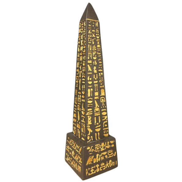 Egyptian Pharaonic Black and Gold Obelisk Statues